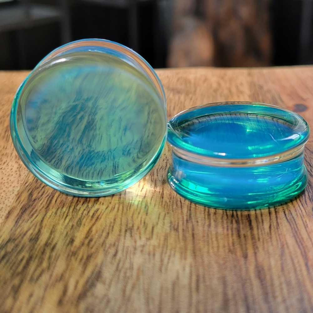 Ocean Blue Glass Plugs
